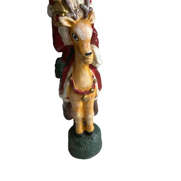 Vintage Old World Santa Candlestick Christmas Santa & Reindeer w/ Box - Picture 3 of 6